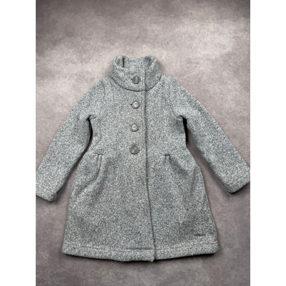 Patagonia Better Sweater Coat Girls XS 5-6 Gray Knit Button Fleece Jacket Warm